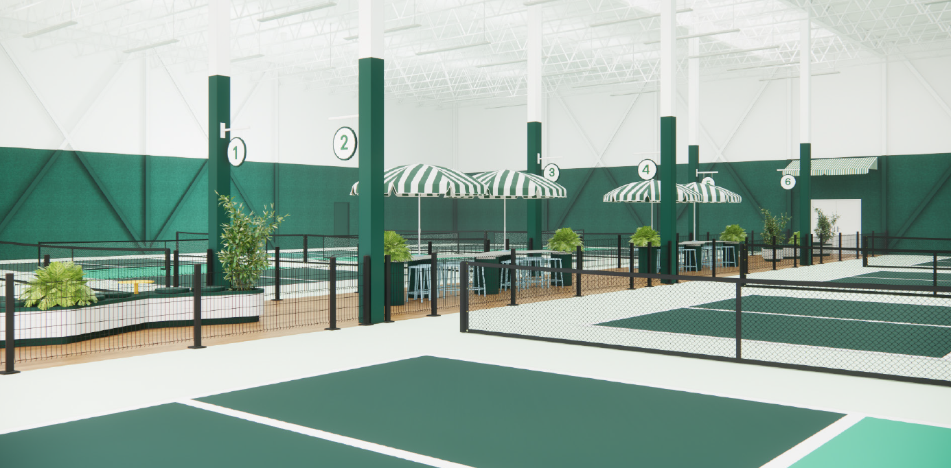 Rendu des terrains intérieurs de La Station Pickleball