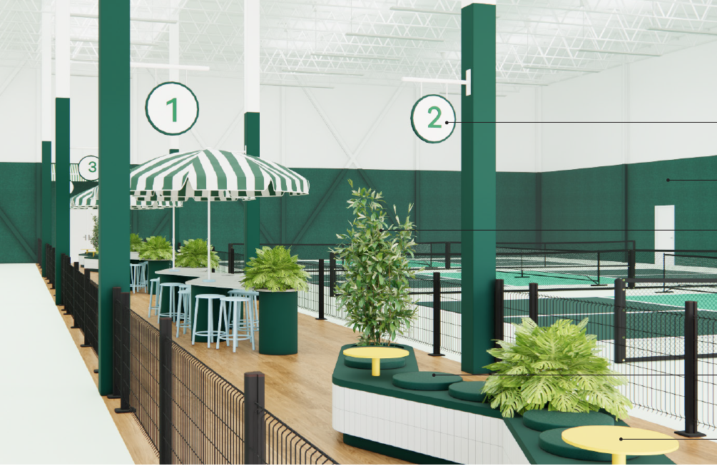 Rendu des terrains de La Station Pickleball